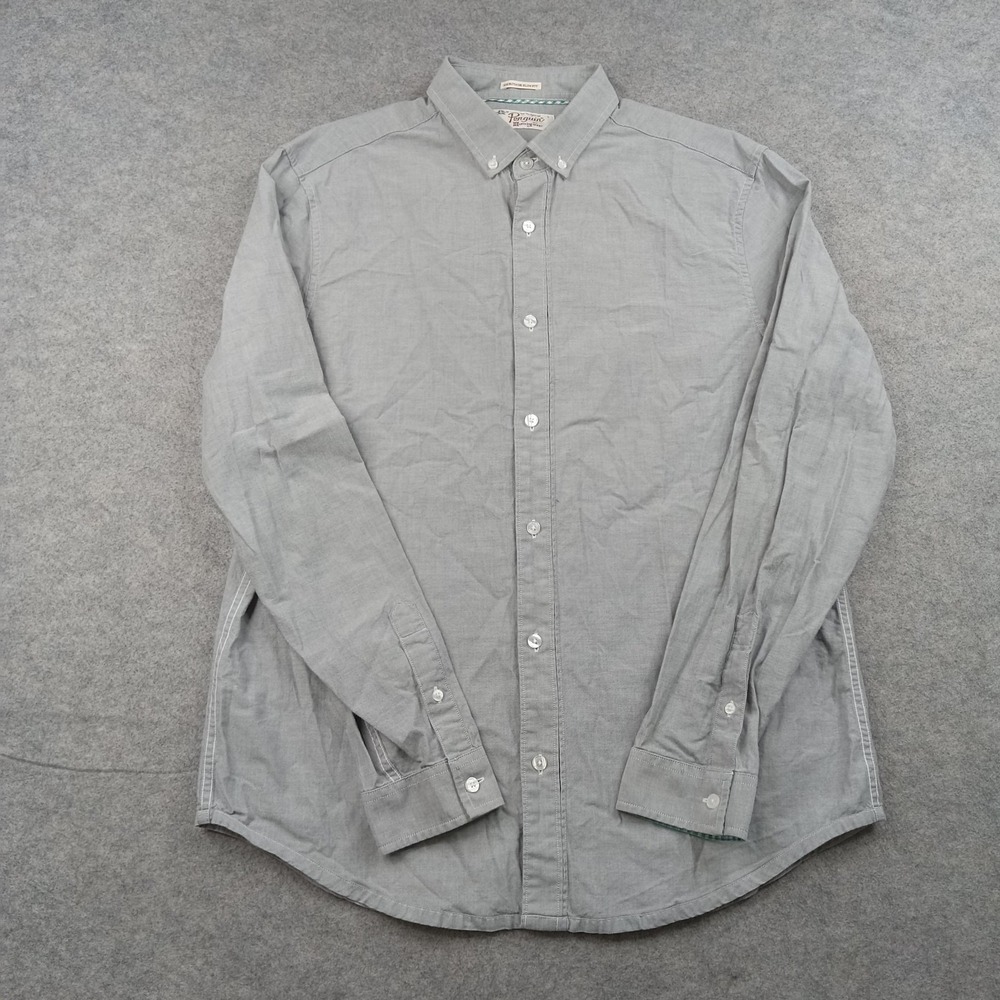 Original Penguin Shirt Mens Large Gray Chambray Button Long Sleeve Slim Fit